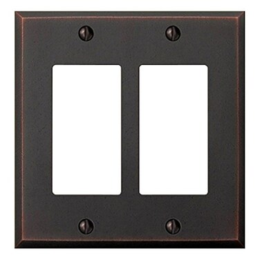 AMERELLE 68RRDB Manhattan Double Rocker Cast Metal Wallplate in Aged Bronze 2 Rocker