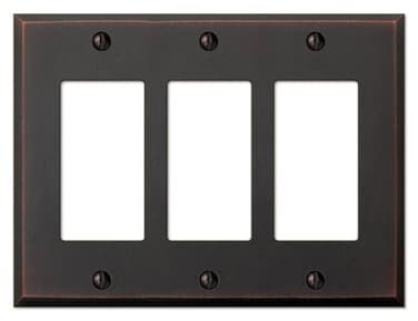 Amerelle Manhattan Triple Rocker Cast Metal Wallplate in Aged Bronze 3 Rocker