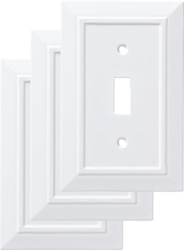 Franklin Brass Classic Architecture 3Pack Decorative Light Switch Cover Wall Plate Pure White 1Gang Toggle Electrical Outlet Guard W35241VPWC