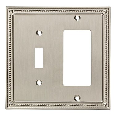 Franklin Brass Classic Beaded Toggle Rocker Wall Plate 2Gang ETL GFI Outlet Decorative Switch Cover Switch Cover W35058SNC Modern Brushed Nickel Finish 3 Pack