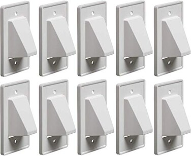 Arlington Industries CE110 1Gang Recessed Low Voltage Cable Plate White 10Pack