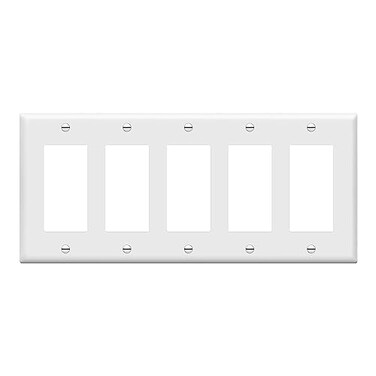 ENERLITES Decorator Light Switch or Receptacle Outlet Wall Plate Gloss Finish Size 5Gang 450 x 1003Polycarbonate Thermoplastic 8835W White