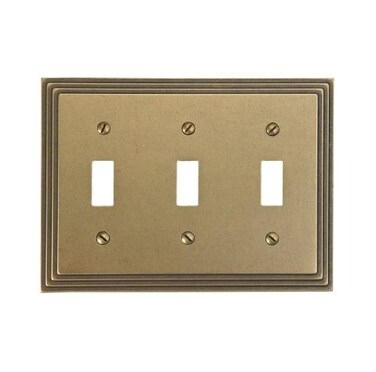AMERELLE 84TTTRB Steps Triple Toggle Cast Metal Wallplate in Rustic Brass