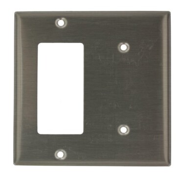 Leviton 2Gang 1Blank 1DECORA R Brand RGFCI Device Combination Wallplate Stainless Steel BLACK S1426N