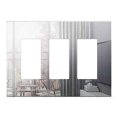 LIDER Triple Decorator Wall Plate Impact Resistant Plexiglass Reflective Finish Modern Upgrade Screwless Light SwitchOutlet Cover MidSize 3Gang 488 x 677 Acrylic Mirror Glass Silver