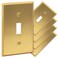 Rio Salto BRASS Metal Gold Toggle Light Switch Covers Wall Plate Single Toggle Switch Wallplate Decorative Gold 1 Gang Wall Switch Plate Covers Genuine Brushed Brass 5 Pack