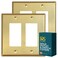 Rio Salto MIDSIZE BRASS Signature Collection Decorative Brushed Brass Gold Metal Outlet Covers Light Switch Cover Plate Premium Wall Plate Covers 2Gang Double Rocker 5 x 494 2Pack