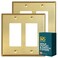 Rio Salto MIDSIZE BRASS Signature Collection Decorative Brushed Brass Gold Metal Outlet Covers Light Switch Cover Plate Premium Wall Plate Covers 2Gang Double Rocker 5 x 494 2Pack