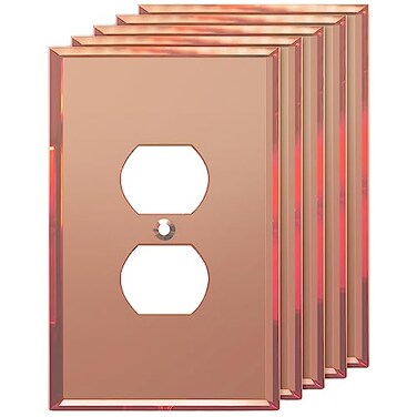 LIDER Duplex Receptacle Wall Plate Mirrored Outlet Cover for Duplex Outlet Reflective Finish Outlet Cover Modern Upgrade Oversized 1Gang 525 x 344 Acrylic Mirror Glass Rose Gold 5Pack