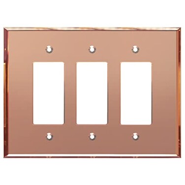 LIDER Reflective Decorator Wall Plate Mirrored Light Switch Plate Plexiglass Outlet Cover Oversized 3Gang 525 x 706 LWP33OARG Acrylic Mirror Glass Rose Gold 1Pack