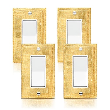 Gaocai 4 Pcs Silver Shiny Silver Golden Rhinestone Light Switch Cover Or Outlet Decorative Outlet Cover Plate Wall Plate