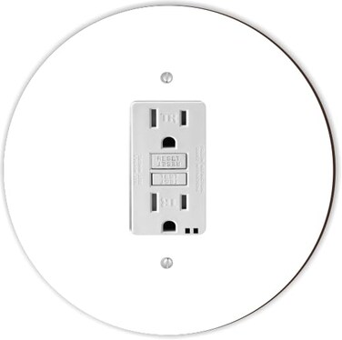 Sam Sandor Island Gifting Solid White Design Round GFI Rocker Switch Plate Cover Decorative Wall Plate Modern Electrical Rocker Outlet Cover