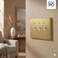 Rio Salto BRASS Brushed Brass Gold Metal Triple Toggle Switch Plate Flip Switch Outlet Covers Light Switch Cover Wall Plates Architectural Signature Collection 2Pack 450 X 633