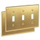 Rio Salto BRASS Brushed Brass Gold Metal Triple Toggle Switch Plate Flip Switch Outlet Covers Light Switch Cover Wall Plates Architectural Signature Collection 2Pack 450 X 633
