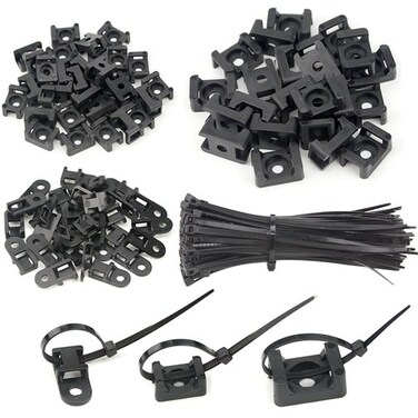 BGTXINGI XINGYHENG 120PCS 3 Values Saddletype Cable Tie Mount Bases for Cable Wire Tubing Sleeving Conduit Adjustable Cable Tie Holder Set Matched with 120PCS Black Flexible Zip TiesBlack