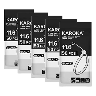 Karoka Zip Ties Heavy Duty with 250 Pounds Tensile Strength 116 Black Heavy Duty Cable ties 250 Piecesby