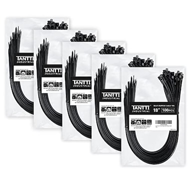 TANTTI Zip Ties 18 inch 500 Pack Black 60lb Tensile Strength UV Resistant Cable Ties for indoor and outdoor Use by Tantti Supply