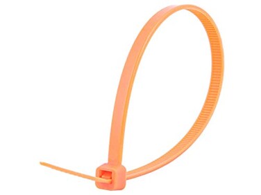 SECURE CABLETIES Secure 8 Inch Fluorescent Orange 50 lb Standard Nylon Cable Tie 100 Pack