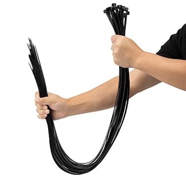 XINGO 48 inch Black Zip Ties Heavy Duty 25 PCS 200 LBS Ultra Strong Plastic Wire Ties Large Cable Ties Extra Long Tie Wraps Indoor and Outdoor UV Resistant