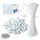 XHF 34 Strong BackGlue Self Adhesive White Cable Zip Tie Mounts 100pcs with 8 Ties Screws Outdoor Sticky Wire Fasteners Cable Clips Management Anchors Organizer Holders Squares