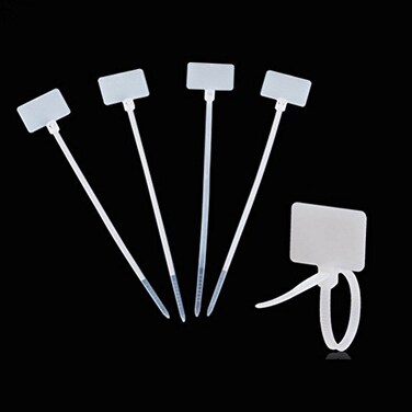 Amgate 100 Pcs Write on Tags Wire Zip Ties Cable Mark Tags Nylon Power Marking Label 100pcs