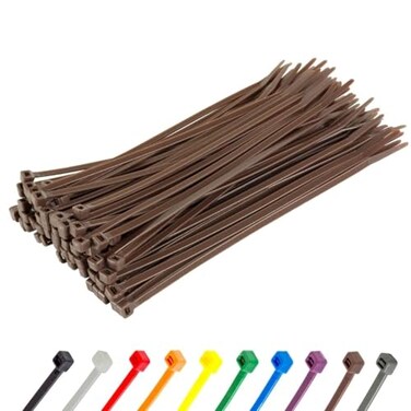 GTSE 8 Inch Brown Zip Ties 100 Pack 18lb Strength UV Resistant Strong Nylon Cable Ties SelfLocking 8 Tie Wraps