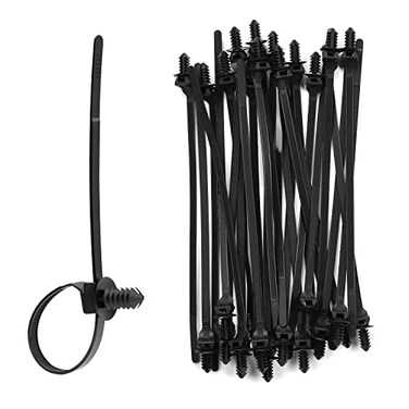 XINGO 100PCS Fir Tree Nylon Push Mount Zip Ties Heavy Duty Wire Ties 2 in 1 Self Locking UV Resistant Assortment for Indoor Wire Tying 83x022
