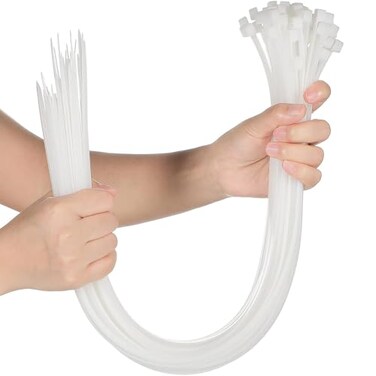 Shappy 50 Pcs Zip Ties Heavy Duty Strong Large Cable Wire Ties Zip Industrial Sturdy Wire Awnings Tying Branches Bundling of Crops Fixed Water Pipes18 InchWhite