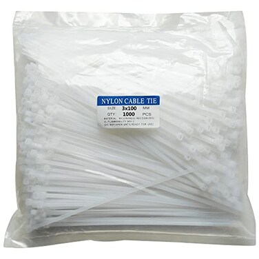 Miwutz 1000 pcs 4 inch Cable Zip Ties Heavy Duty Premium Plastic Wire Ties with 18 LBS Tensile Strength UV Resistant Cable Ties SelfLocking White Nylon Tie Straps