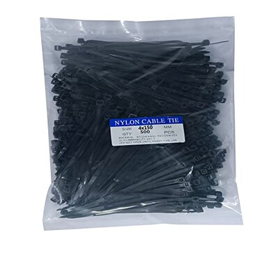 Miwutz Zip Ties 500 pcs 6 inch Cable Zip Ties Premium Plastic Wire Ties with 40 LBS Tensile Strength UV Resistant Cable Ties SelfLocking Black Nylon Tie Straps
