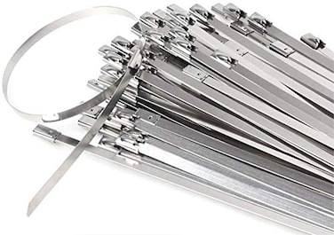 Tiberham Stainless Steel Cable Ties 100 Pcs 79 Inches Heavy Duty SelfLocking Cable Zip Ties MultiPurpose Metal Exhaust Wrap Locking Ties for Home Office Garage Workshop