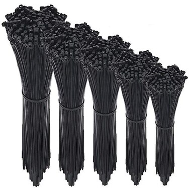 NewMainOne Cable Zip Ties500 Packs SelfLocking 4681012Inch Width 016inch Nylon Cable TiesPerfect for HomeOfficeGarage and Workshop Black