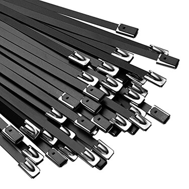 OFFO Black Metal Zip Ties 95 PCS 118 in Ties Premium Heavy Duty Stainless Steel Wire Multifunctional Locking Exhaust Wrap Flexible Durable