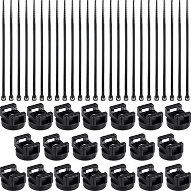 Yookeer 180 Pieces Magnetic Zip Tie Mount Multipurpose Cable Holder Magnets Magnetic Wire Management Bases with Heavy Duty Zip Mount Nylon Cable Ties in Total 22mm