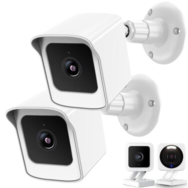 PEF Mount for AllNew Wyze Cam V4 and V3 Weatherproof Protective Cover and 360 Degree Adjustable Wall Mount Solid Housing for Wyze V4 and V3 Outdoor Indoor Smart Home Camera System White 2 Pack