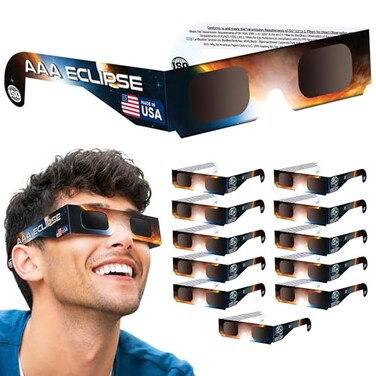 AAA Eclipse 12 PACK Solar Eclipse Glasses AAS Approved 2026 Made in USA ISO 123122 CE Lunette Eclipse Solaire