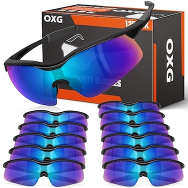 OXG 12 Pack Safety Glasses ANSI Z871 Impact Resistant AntiScratch Safety Goggles for Men Women Youth Mirrored
