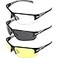 Global Vision Hercules 7 Riding Shooting Safety Glasses Black Frames 3 Pair with Clear Smoke and Yellow Lenses