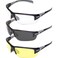 Global Vision Hercules 7 Riding Shooting Safety Glasses Black Frames 3 Pair with Clear Smoke and Yellow Lenses