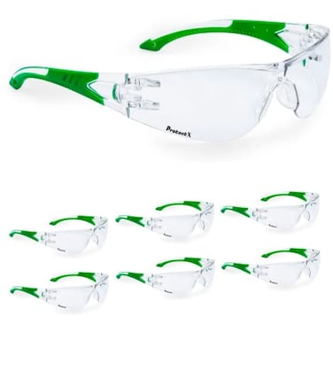ProtectX Safety Glasses Scratch Resistant Anti Fog Polycarbonate Lenses ANSI Z871 Rated with UV Protection Roxy Clear 6 PK