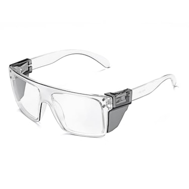 BINGKING UV400Transition Photochromic Safety Glases Light to Dark Grey Lenses ANSI Z87 Impact Approved Wraparound Style Frame Clear