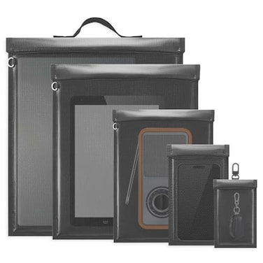 Ohwekit 5 Pack Faraday Bags Large Faraday Cage with Handle Faraday Bag Signal Blocking AntiTracking Faraday Bags for Phones Tablets Laptops Fireproof Waterproof Faraday Pouch