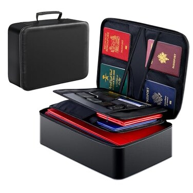 GIANTLUMI GIANTLUMl Document Bag with LockFireproof 3Layer File Storage Case with WaterResistant ZipperDocument Safe Portable Travel Home Organizer Bag for LaptopHomeOfficeCertificatesGifts for Him