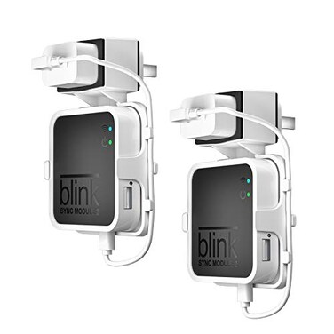 HOLACA Outlet Wall Mount for Blink Sync Module 2Simple Mount Bracket Holder for AllNew Blink Outdoor and AllNew Blink Indoor Home Security Camera with Easy Mount Short Cable 2PackWhite