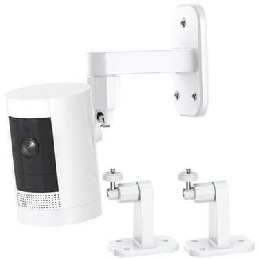 Dukoyb 2Pack Ring Camera Wall MountCompatible with Ring Outdoor Cam PlusStick Up Cam BatteryPluginProIndoor Cam1st Gen360 Degree Adjustable No Drilling Mount for Ring Outdoor Indoor CamerasWhite