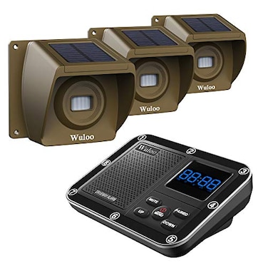 Wuloo Solar Driveway Alarm Wireless Outside 1800ft Range Outdoor Motion Sensor Detector Driveway Alert System with Rechargeable BatteryWeatherproofMute Mode13Brown