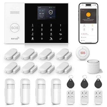 LWOHSI Wireless Alarm SystemDIY 4GWiFi Home Security SystemsPhone APP AlertDoorWindow and Motion Sensors120 dB SirenSOS Emergency ButtonCompatible with Alexa and GoogleNo Contract Fee