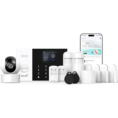 LWOHSI Wireless Alarm System with HD Security CameraDIY 4GWiFi Home Security SystemsPhone APP AlertDoorWindow Alarm SensorsMotion DetectorsNo Contract Fee