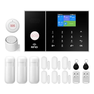 YBJ Alarm System for Home Security 16Piece Kit Home Security System Expandable Easy Setup Mobile App Control 247 Professional Monitoring Alexa and Google Assistant Compatible