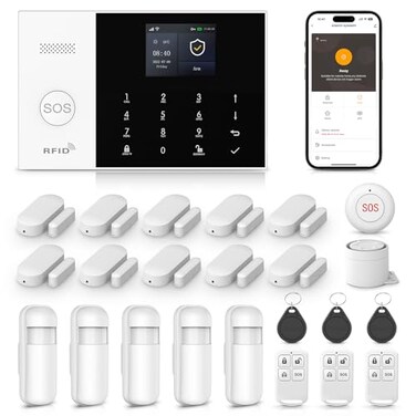 LWOHSI Wireless Alarm SystemDIY 4GWiFi Home Security SystemsPhone APP AlertDoorWindow and Motion Sensors120 dB SirenSOS Emergency ButtonCompatible with Alexa and GoogleNo Contract Fee